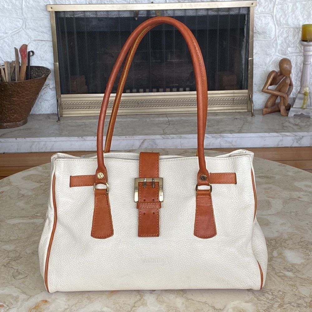 Valentina Two-Tone Genuine Leather Satchel Shoulder Bag Made in Italy